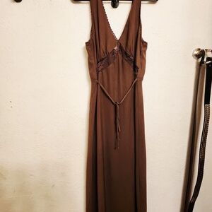Wild Fable Brown V-Neck Sleeveless Maxi Sundress